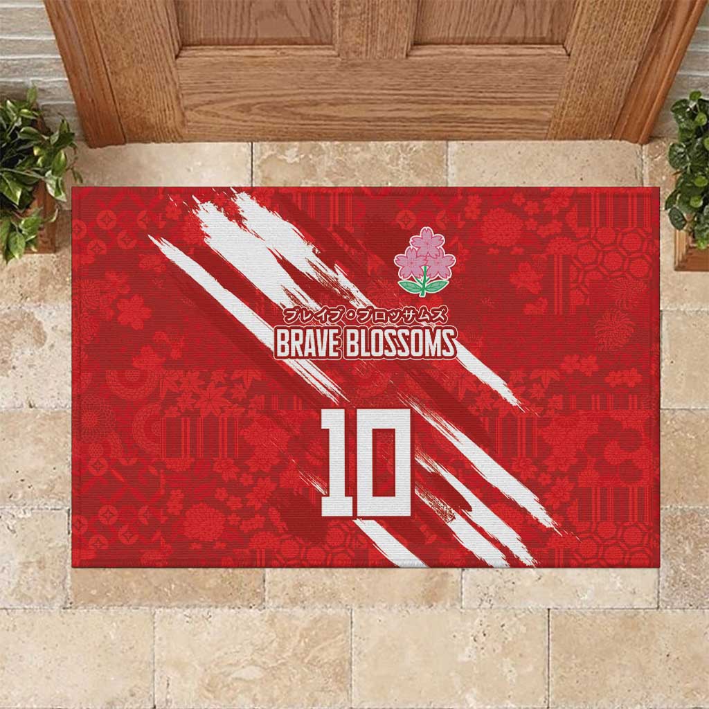 Custom Rugby Japan Rubber Doormat The Champion Brave Blossoms Red Color - Wonder Print Shop