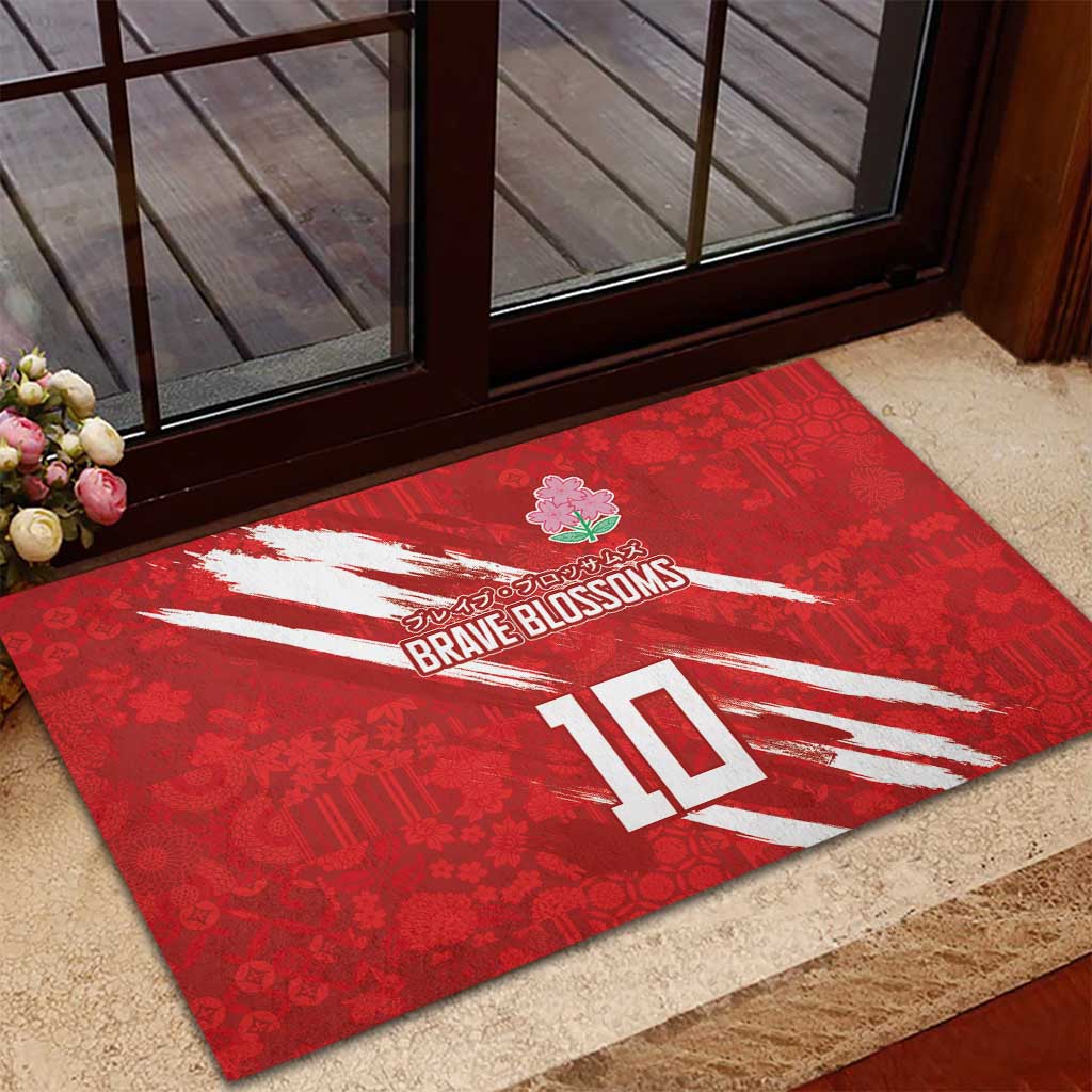 Custom Rugby Japan Rubber Doormat The Champion Brave Blossoms Red Color - Wonder Print Shop