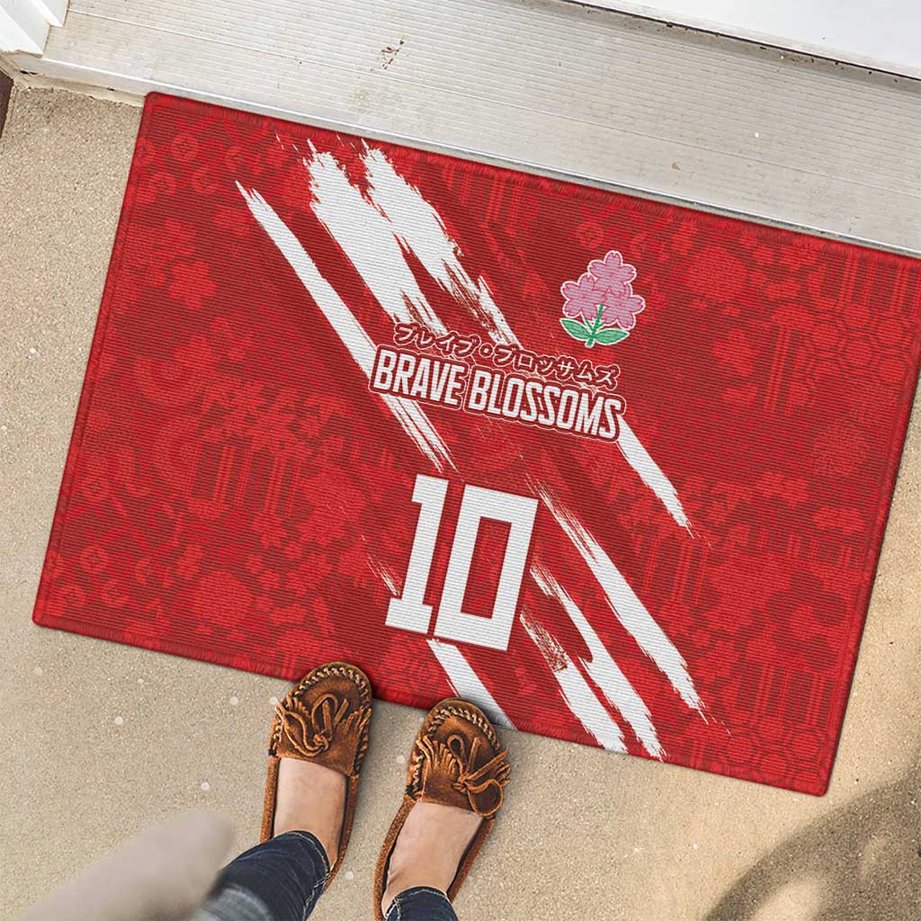Custom Rugby Japan Rubber Doormat The Champion Brave Blossoms Red Color - Wonder Print Shop