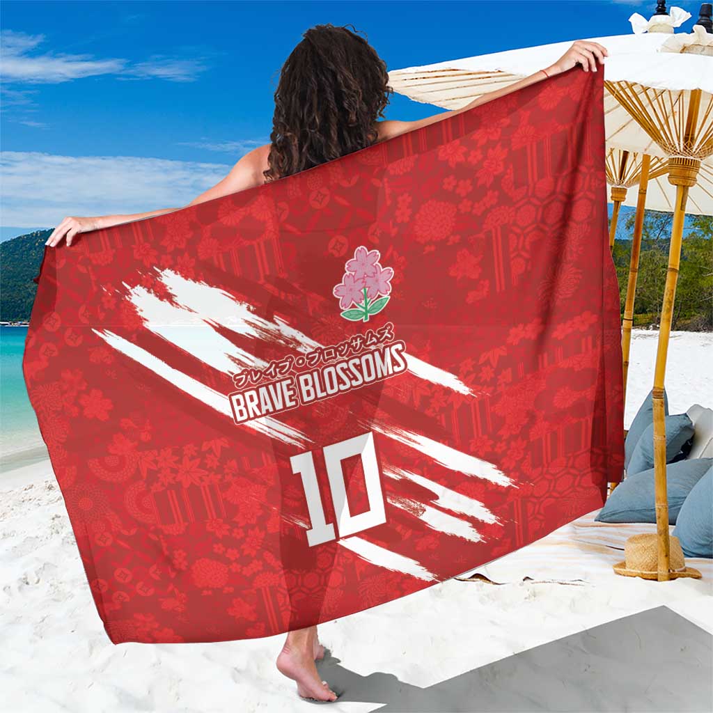 Custom Rugby Japan Sarong The Champion Brave Blossoms Red Color - Wonder Print Shop