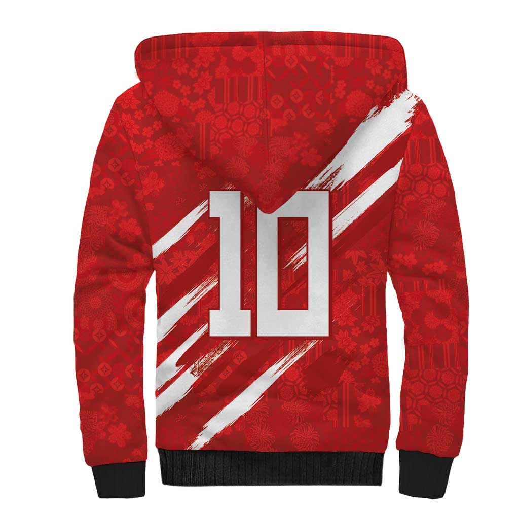 Custom Rugby Japan Sherpa Hoodie The Champion Brave Blossoms Red Color - Wonder Print Shop
