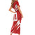 Custom Rugby Japan Short Sleeve Bodycon Dress The Champion Brave Blossoms Red Color - Wonder Print Shop