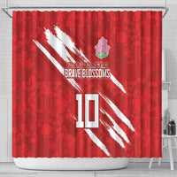 Custom Rugby Japan Shower Curtain The Champion Brave Blossoms Red Color - Wonder Print Shop