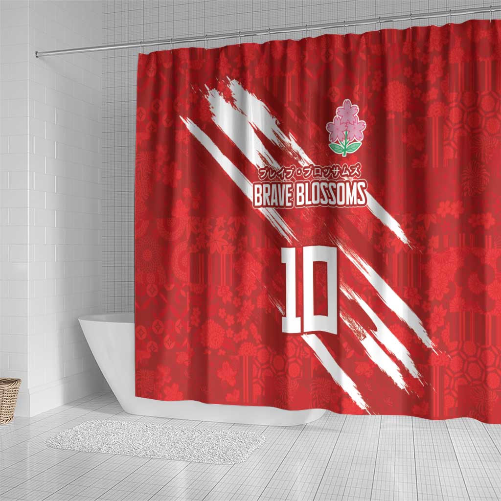 Custom Rugby Japan Shower Curtain The Champion Brave Blossoms Red Color - Wonder Print Shop