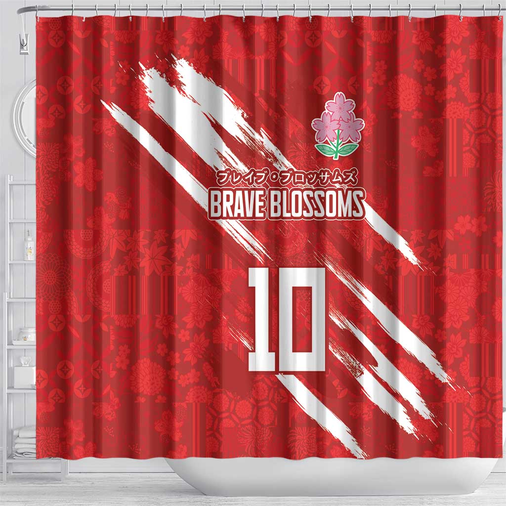 Custom Rugby Japan Shower Curtain The Champion Brave Blossoms Red Color - Wonder Print Shop