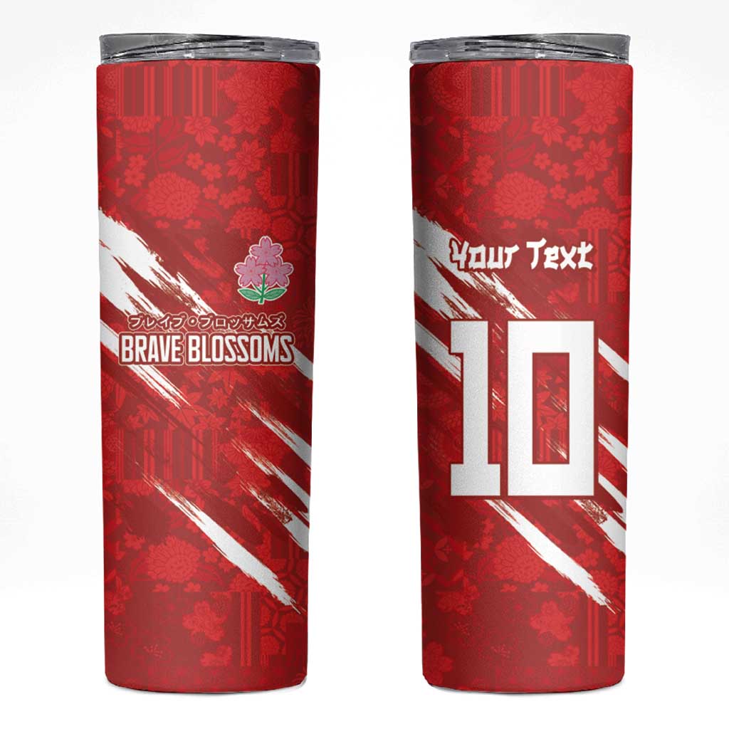 Custom Rugby Japan Skinny Tumbler The Champion Brave Blossoms Red Color - Wonder Print Shop