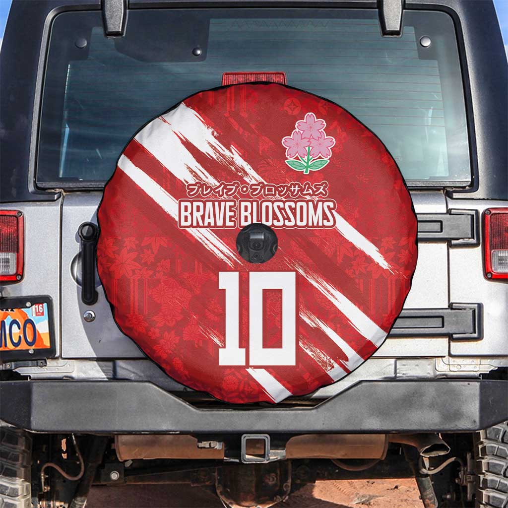 Custom Rugby Japan Spare Tire Cover The Champion Brave Blossoms Red Color - Wonder Print Shop