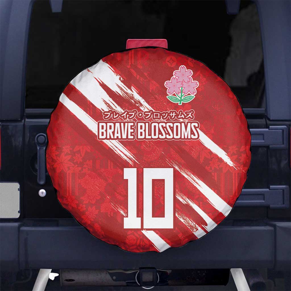 Custom Rugby Japan Spare Tire Cover The Champion Brave Blossoms Red Color - Wonder Print Shop