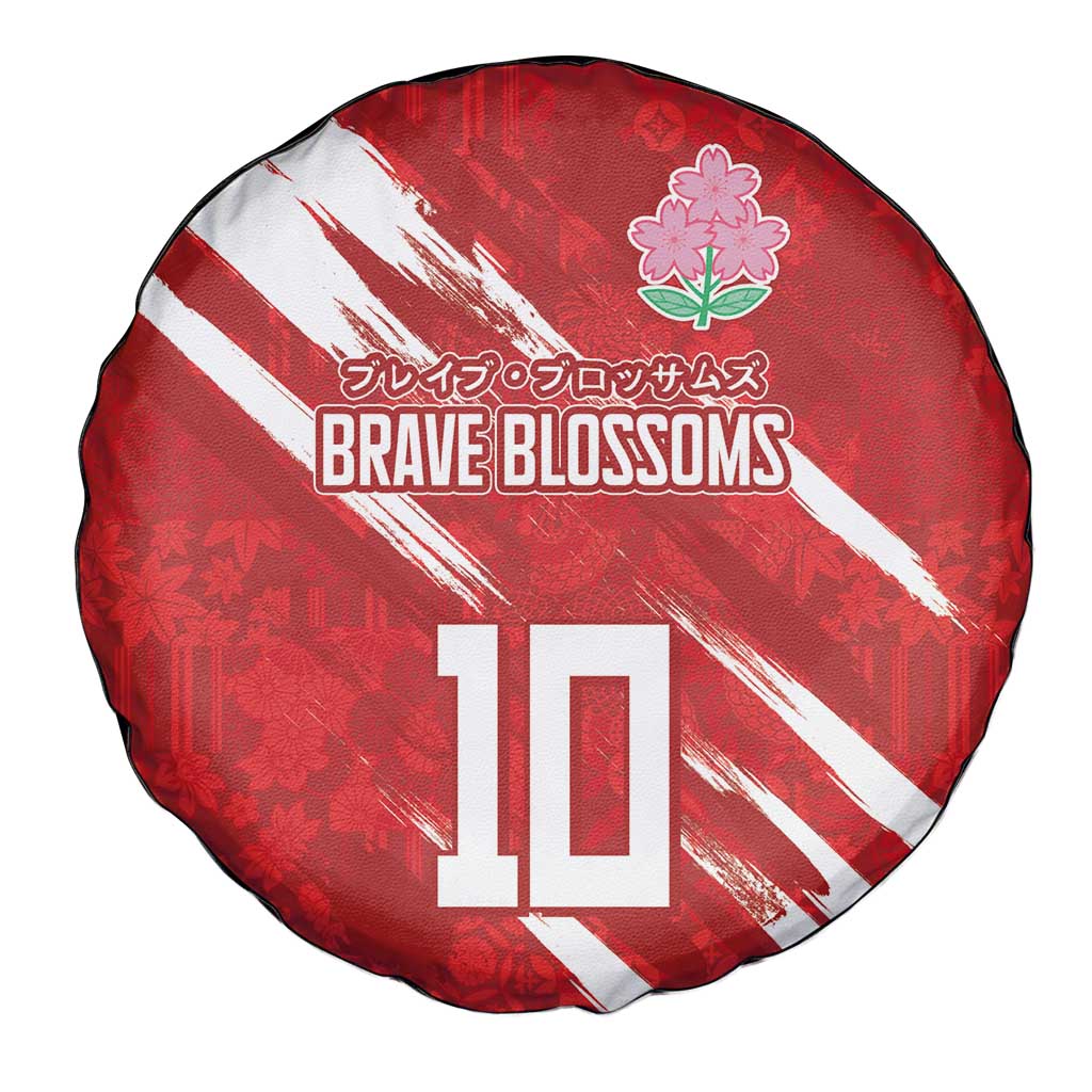 Custom Rugby Japan Spare Tire Cover The Champion Brave Blossoms Red Color - Wonder Print Shop