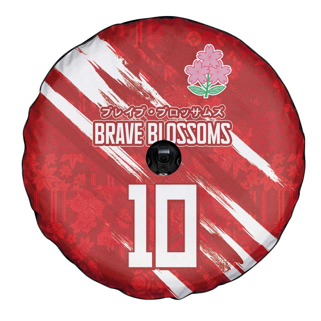 Custom Rugby Japan Spare Tire Cover The Champion Brave Blossoms Red Color - Wonder Print Shop