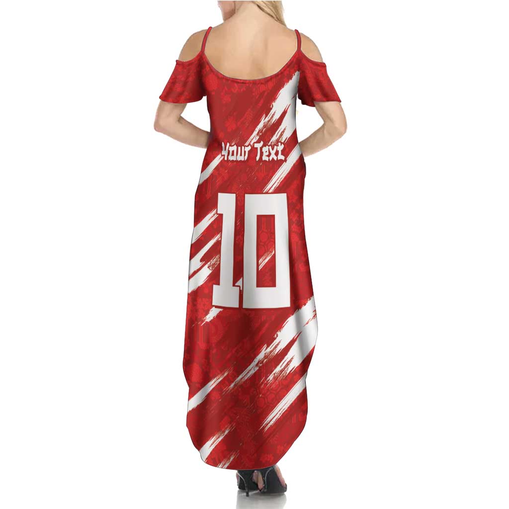 Custom Rugby Japan Summer Maxi Dress The Champion Brave Blossoms Red Color - Wonder Print Shop