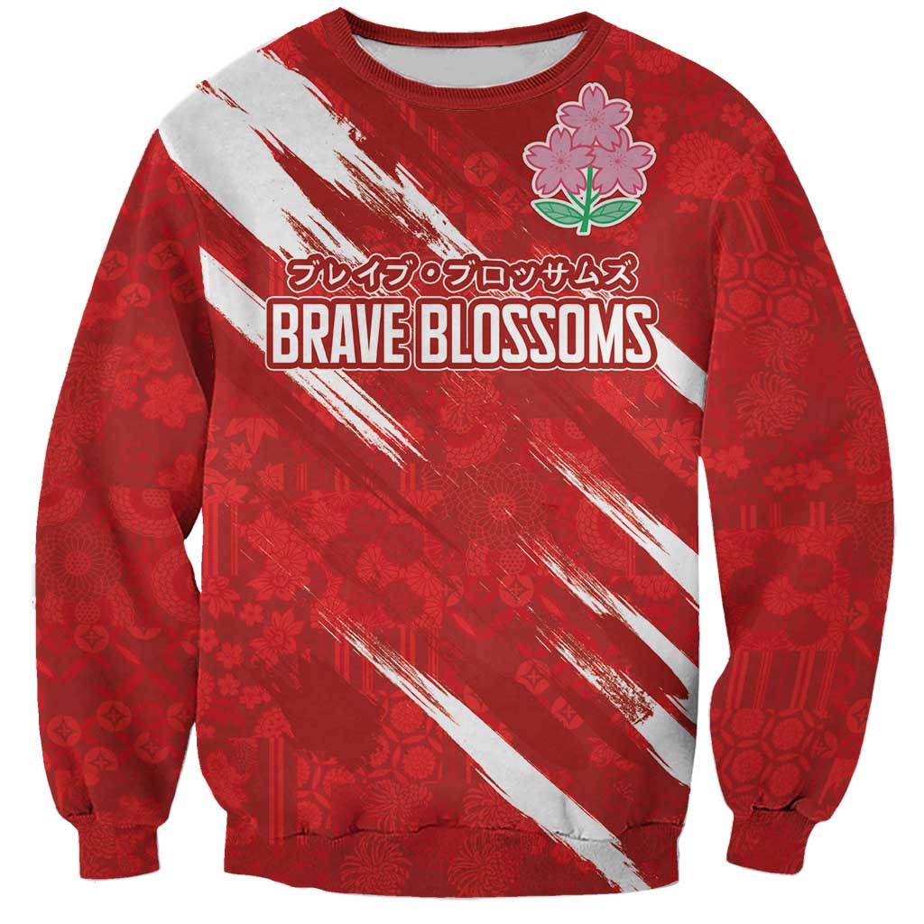 Custom Rugby Japan Sweatshirt The Champion Brave Blossoms Red Color - Wonder Print Shop