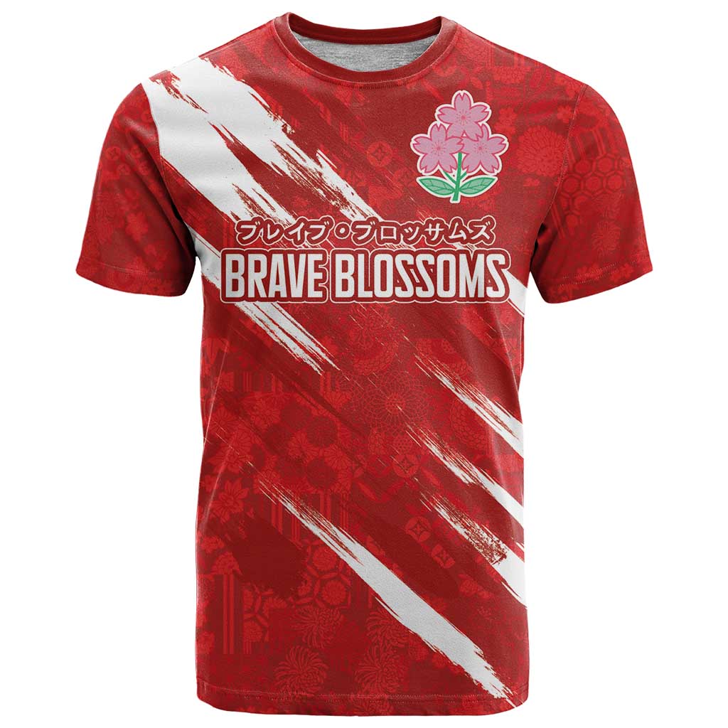 Custom Rugby Japan T Shirt The Champion Brave Blossoms Red Color - Wonder Print Shop