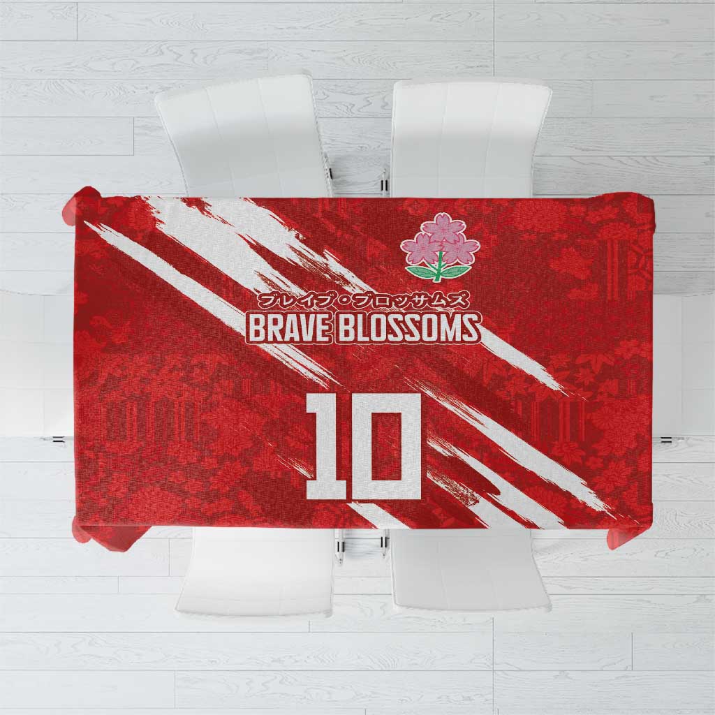 Custom Rugby Japan Tablecloth The Champion Brave Blossoms Red Color - Wonder Print Shop