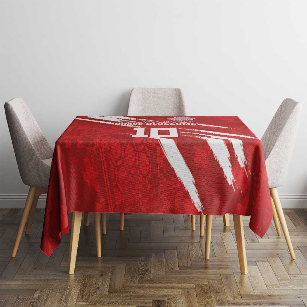 Custom Rugby Japan Tablecloth The Champion Brave Blossoms Red Color - Wonder Print Shop