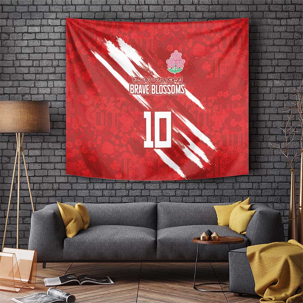 Custom Rugby Japan Tapestry The Champion Brave Blossoms Red Color - Wonder Print Shop