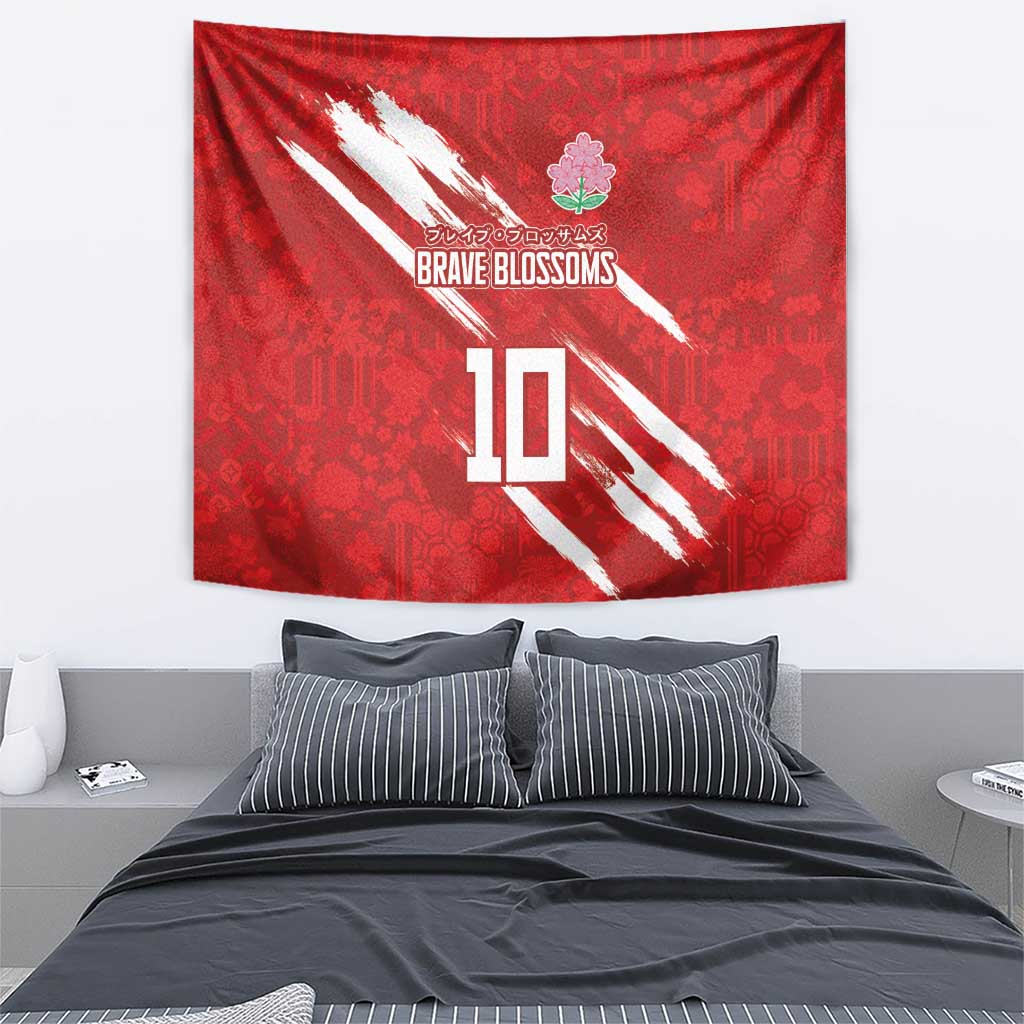 Custom Rugby Japan Tapestry The Champion Brave Blossoms Red Color - Wonder Print Shop