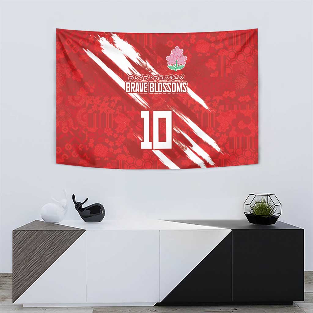 Custom Rugby Japan Tapestry The Champion Brave Blossoms Red Color - Wonder Print Shop