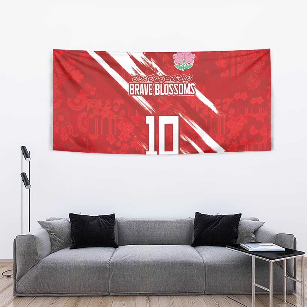 Custom Rugby Japan Tapestry The Champion Brave Blossoms Red Color - Wonder Print Shop