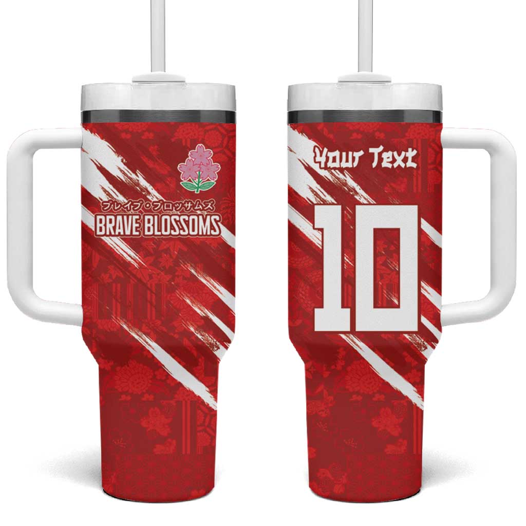 Custom Rugby Japan Tumbler With Handle The Champion Brave Blossoms Red Color - Wonder Print Shop