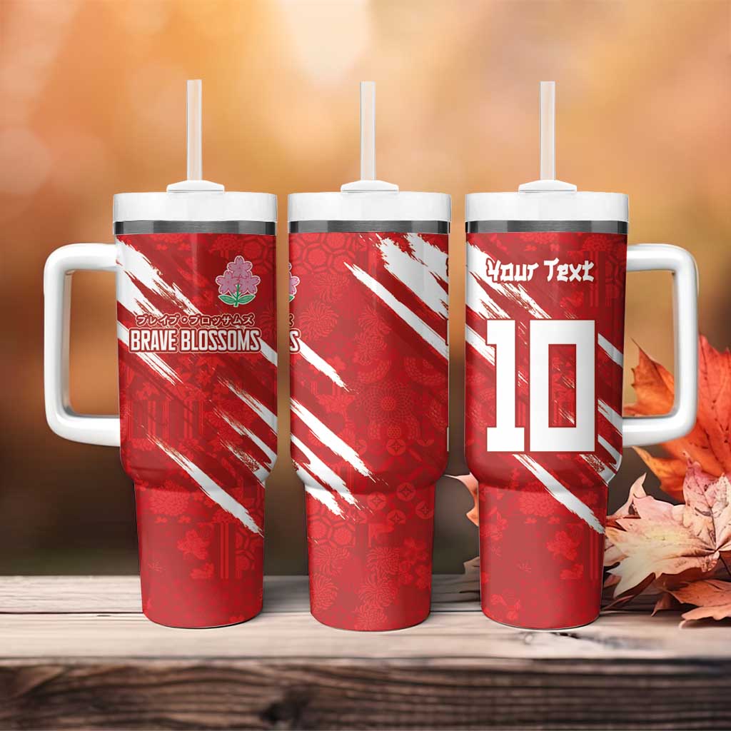 Custom Rugby Japan Tumbler With Handle The Champion Brave Blossoms Red Color - Wonder Print Shop