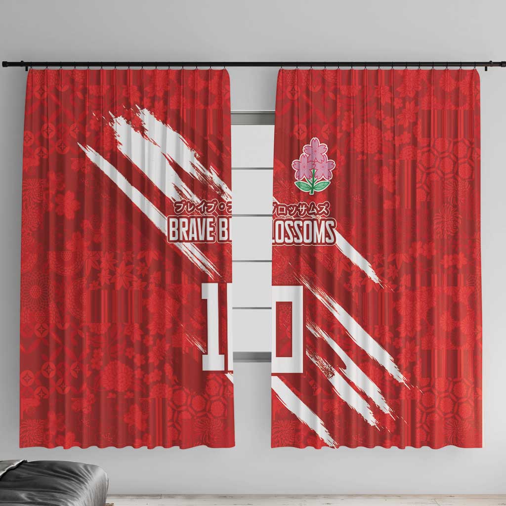Custom Rugby Japan Window Curtain The Champion Brave Blossoms Red Color - Wonder Print Shop