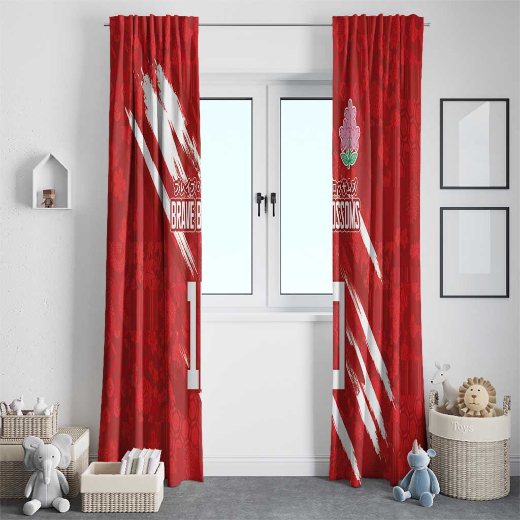 Custom Rugby Japan Window Curtain The Champion Brave Blossoms Red Color - Wonder Print Shop