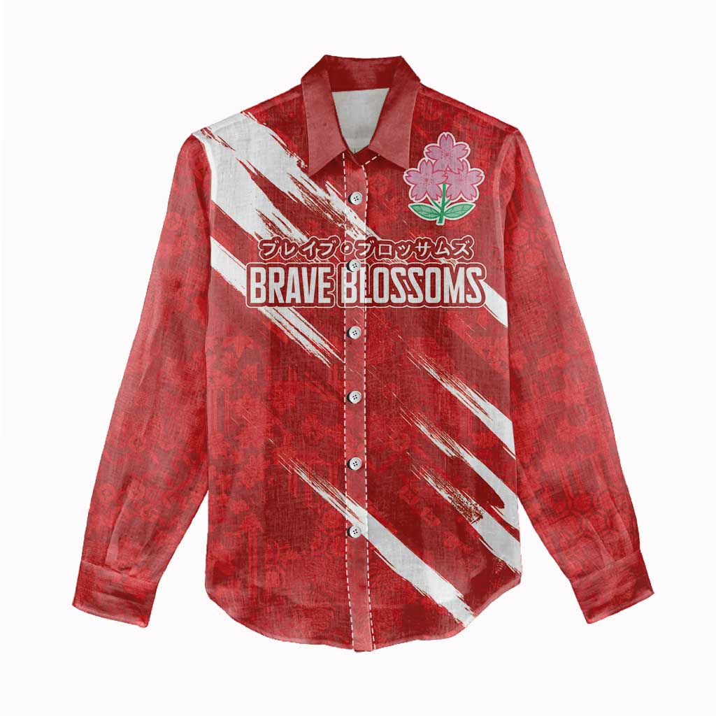 Custom Rugby Japan Women Casual Shirt The Champion Brave Blossoms Red Color - Wonder Print Shop