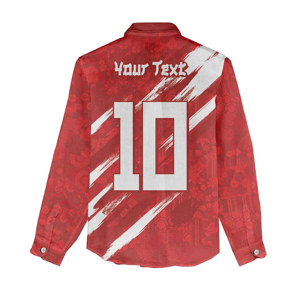 Custom Rugby Japan Women Casual Shirt The Champion Brave Blossoms Red Color - Wonder Print Shop