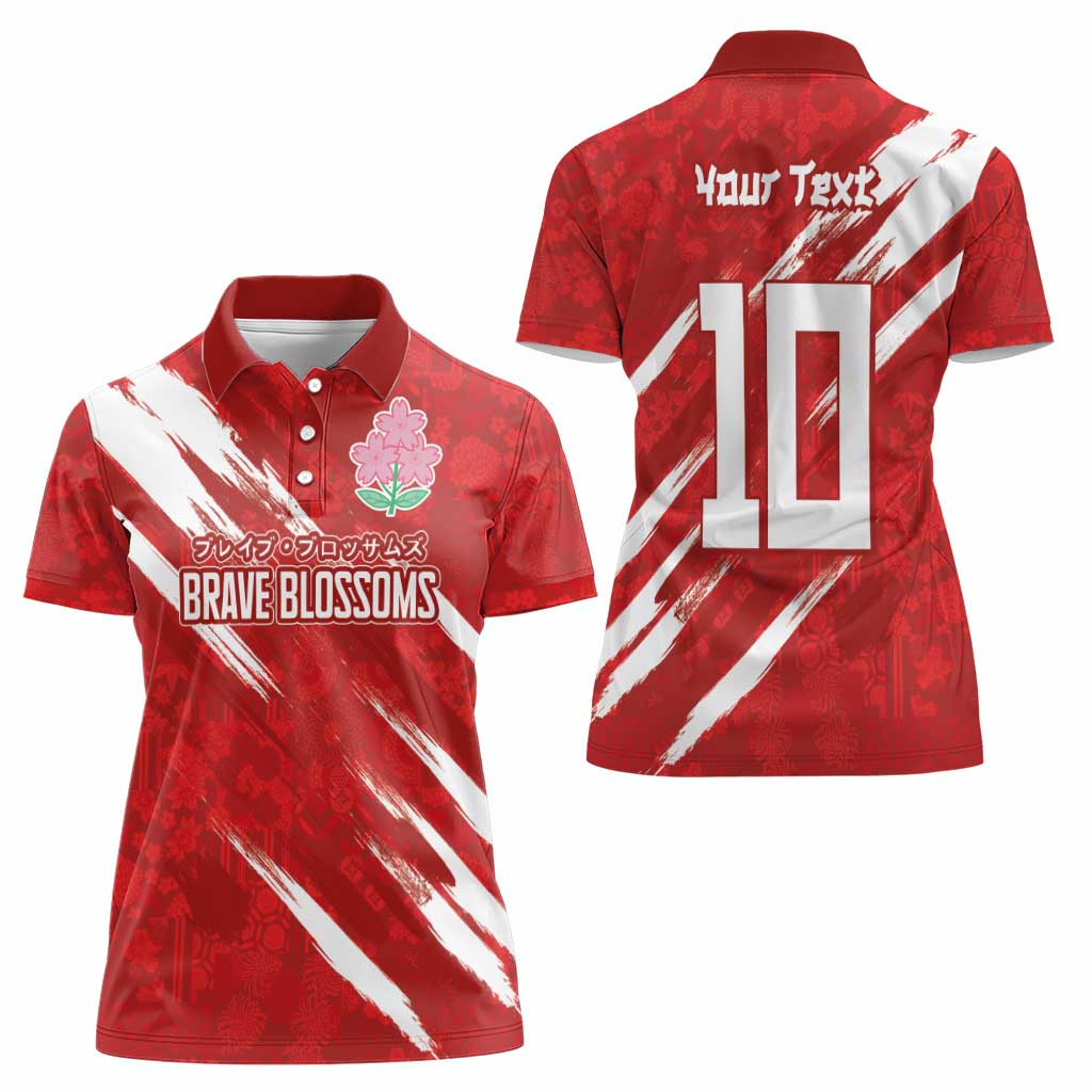 Custom Rugby Japan Women Polo Shirt The Champion Brave Blossoms Red Color - Wonder Print Shop
