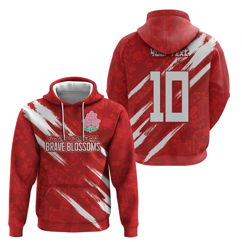 Custom Rugby Japan Zip Hoodie The Champion Brave Blossoms Red Color - Wonder Print Shop