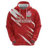Custom Rugby Japan Zip Hoodie The Champion Brave Blossoms Red Color - Wonder Print Shop