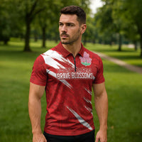 Custom Rugby Japan Zipper Polo Shirt The Champion Brave Blossoms Red Color - Wonder Print Shop