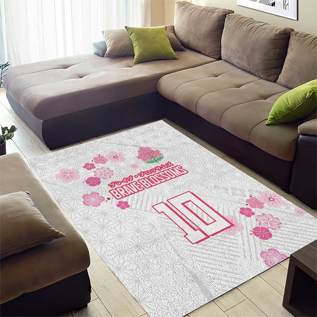 Custom Rugby Japan Area Rug The Champion Brave Blossoms White Color - Wonder Print Shop