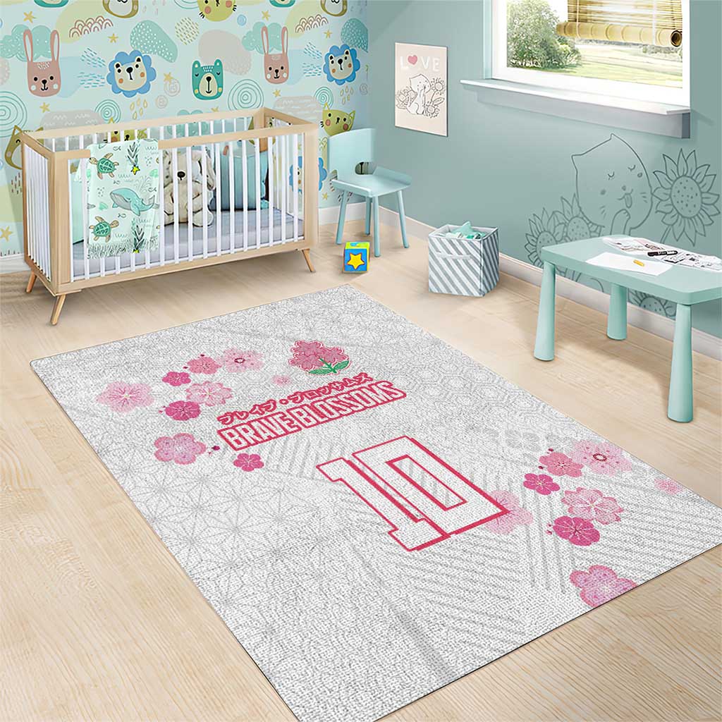 Custom Rugby Japan Area Rug The Champion Brave Blossoms White Color - Wonder Print Shop