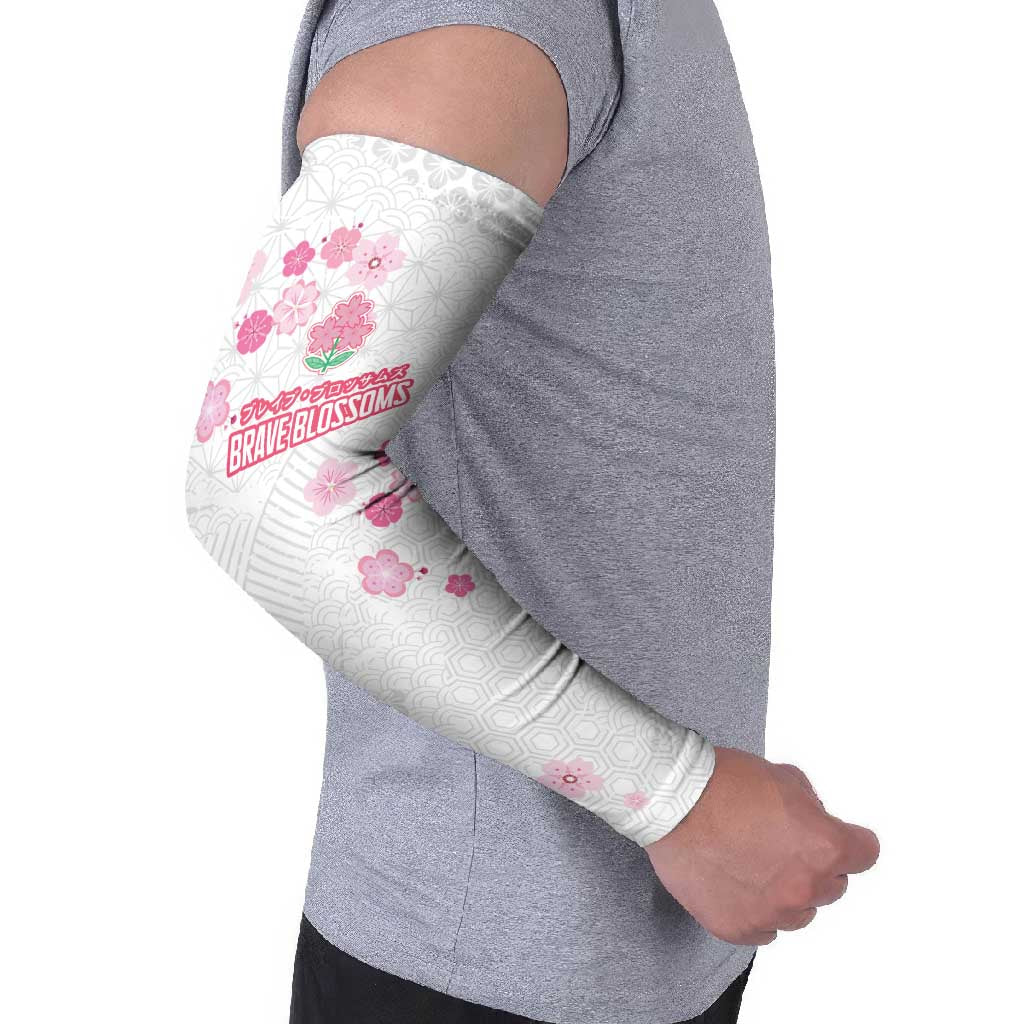 Custom Rugby Japan Arm Sleeves The Champion Brave Blossoms White Color - Wonder Print Shop