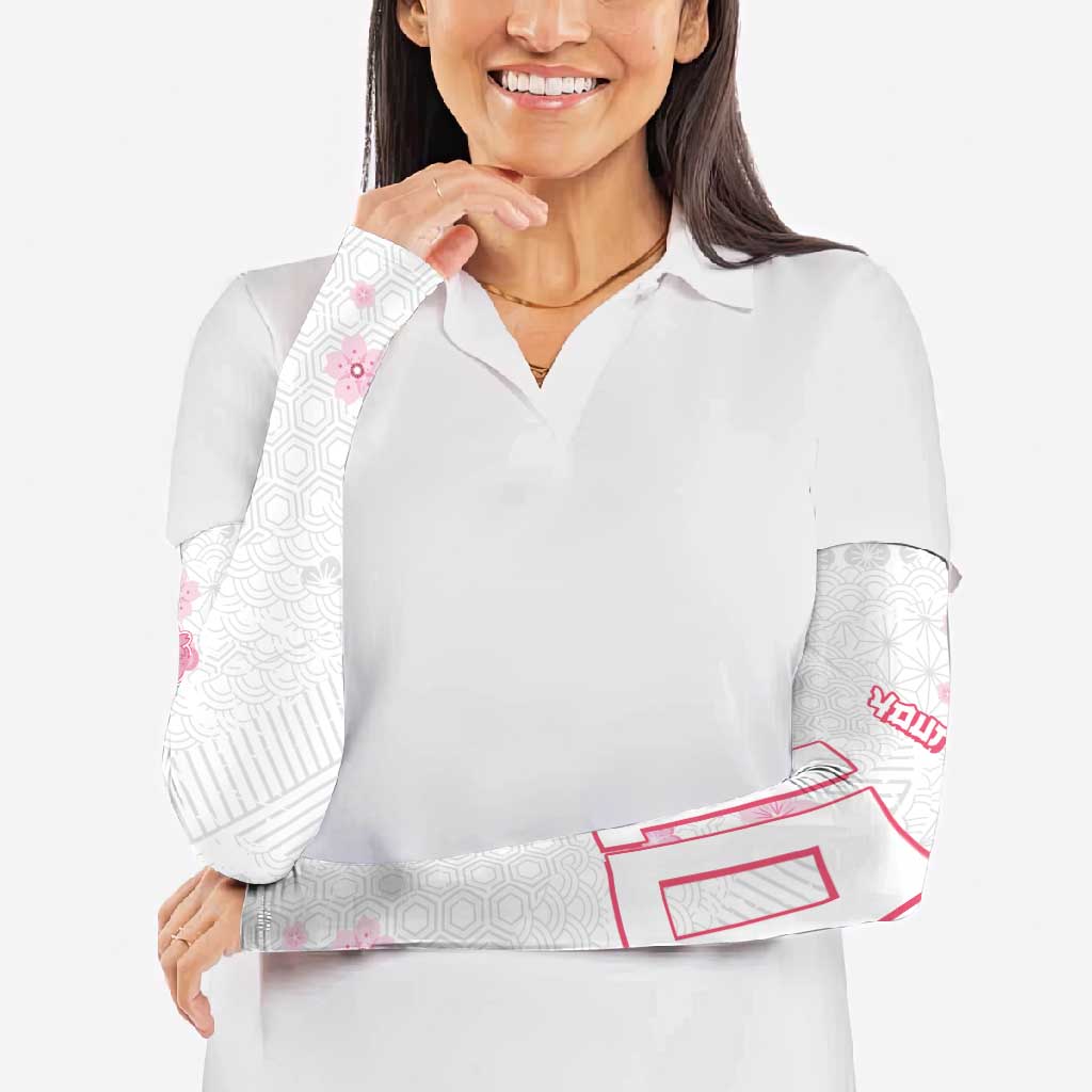 Custom Rugby Japan Arm Sleeves The Champion Brave Blossoms White Color - Wonder Print Shop