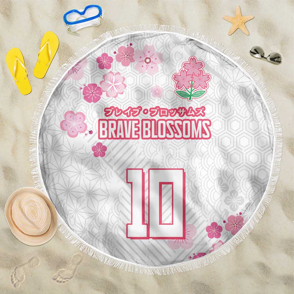Custom Rugby Japan Beach Blanket The Champion Brave Blossoms White Color - Wonder Print Shop