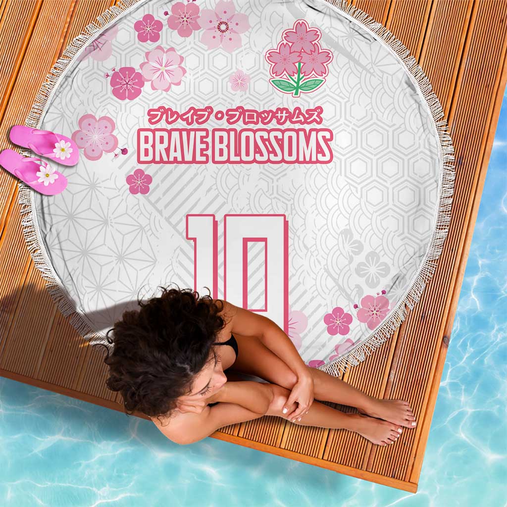 Custom Rugby Japan Beach Blanket The Champion Brave Blossoms White Color - Wonder Print Shop