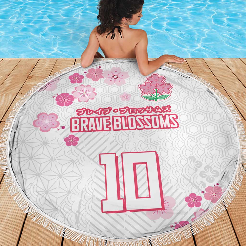 Custom Rugby Japan Beach Blanket The Champion Brave Blossoms White Color - Wonder Print Shop