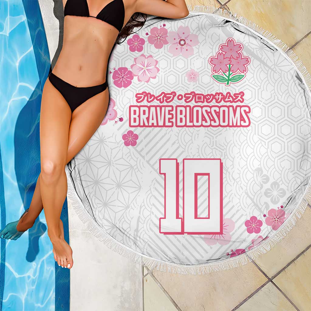 Custom Rugby Japan Beach Blanket The Champion Brave Blossoms White Color - Wonder Print Shop