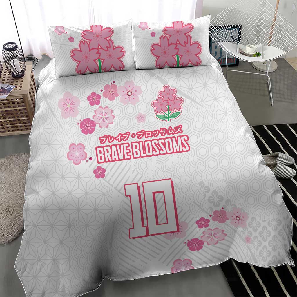 Custom Rugby Japan Bedding Set The Champion Brave Blossoms White Color - Wonder Print Shop