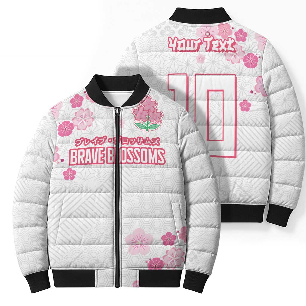 Custom Rugby Japan Bomber Puffer Jacket The Champion Brave Blossoms White Color - Wonder Print Shop