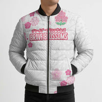 Custom Rugby Japan Bomber Puffer Jacket The Champion Brave Blossoms White Color - Wonder Print Shop