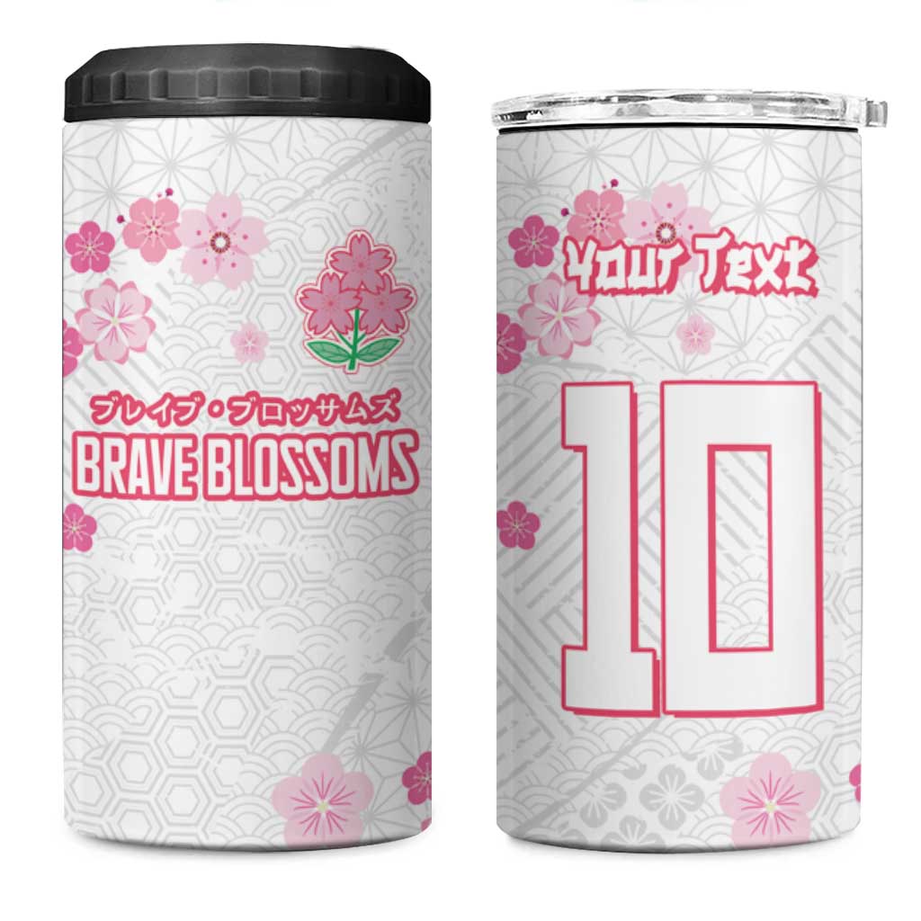 Custom Rugby Japan 4 in 1 Can Cooler Tumbler The Champion Brave Blossoms White Color - Wonder Print Shop