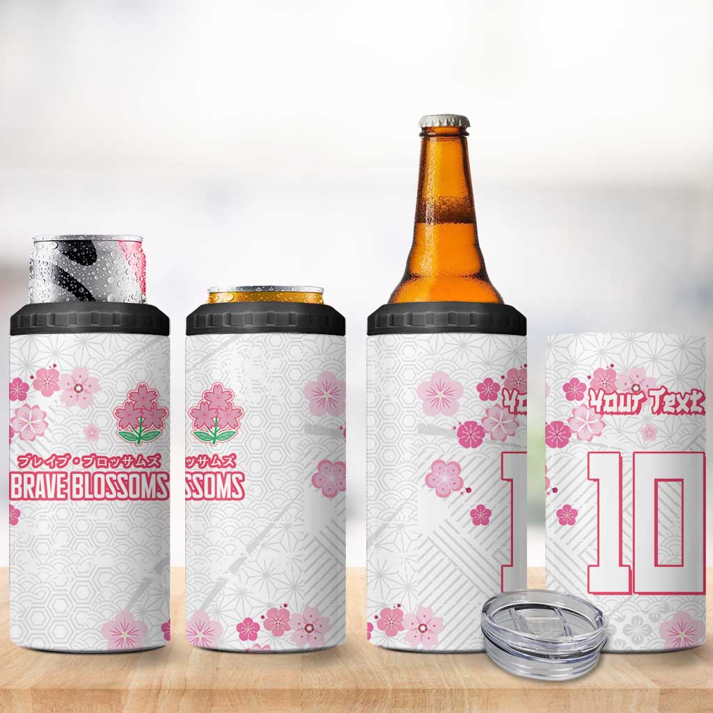 Custom Rugby Japan 4 in 1 Can Cooler Tumbler The Champion Brave Blossoms White Color - Wonder Print Shop