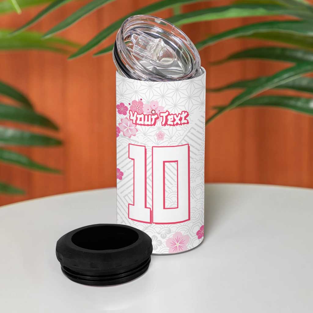 Custom Rugby Japan 4 in 1 Can Cooler Tumbler The Champion Brave Blossoms White Color - Wonder Print Shop