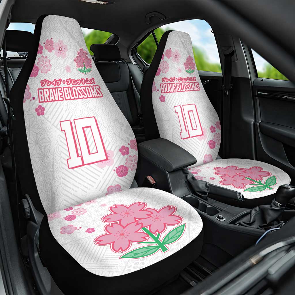Custom Rugby Japan Car Seat Cover The Champion Brave Blossoms White Color - Wonder Print Shop