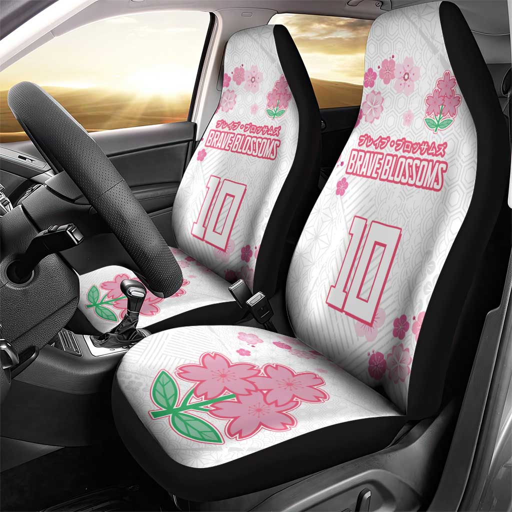 Custom Rugby Japan Car Seat Cover The Champion Brave Blossoms White Color - Wonder Print Shop