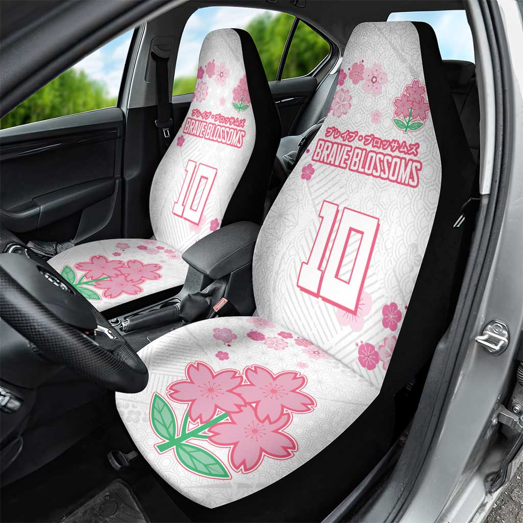 Custom Rugby Japan Car Seat Cover The Champion Brave Blossoms White Color - Wonder Print Shop